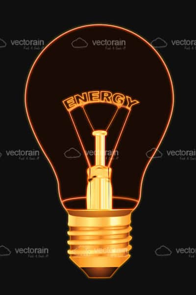 Abstract Lightbulb with Energy Text Inside